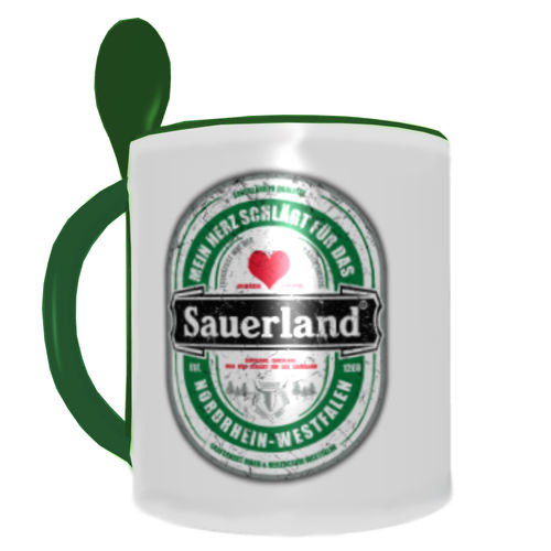 Tasse Sauerland Etikett mit Löffel
